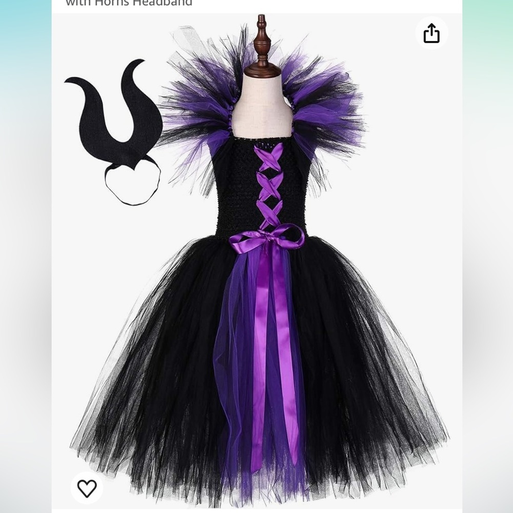 Tutu Dreams Halloween Costume for Girls with Horns Headband